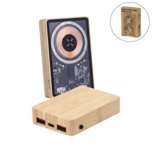 Bamboo MagSafe Wireless Power Bank 10,000mAh – 15W Fast Charging Magnetic Charger