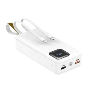 30,000mAh Fast Charging Power Bank with LED Display, Flashlight & Leather Strap – High Capacity Portable Charger