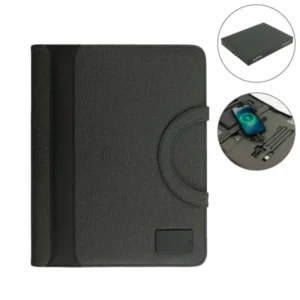 Dorniel A4 Portfolio with 8000mAh Wireless Power Bank & LED Logo – Executive Organizer