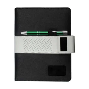 Power Bank Portfolio Folder with 6000mAh Charger & Light-Up Logo – PU Leather Executive Organizer